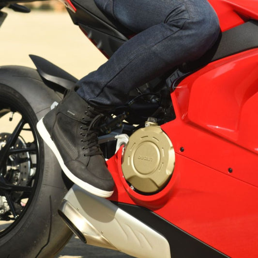 Adidasi moto Oxford Kickback AIR alb-negru - MotoRR