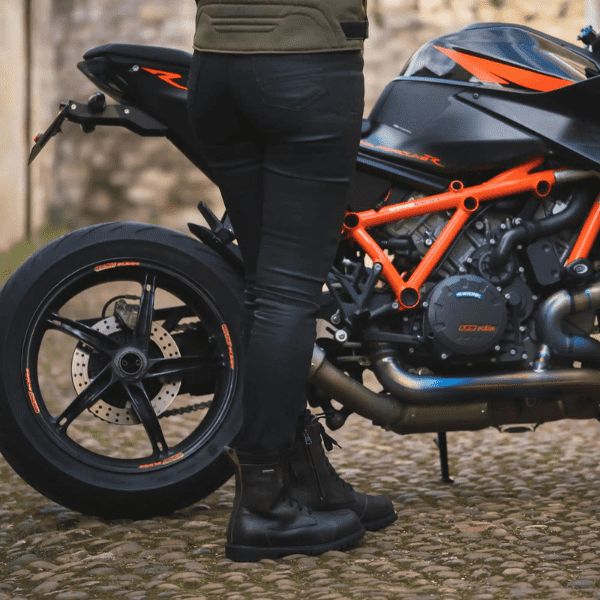 Blugi moto femei Oxford Waxed Jeggings Regular negru - MotoRR