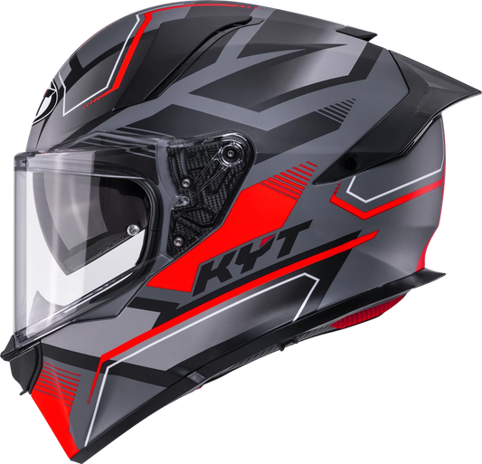 Casca integrala KYT R2R Parsec gri mat/rosu - MotoRR