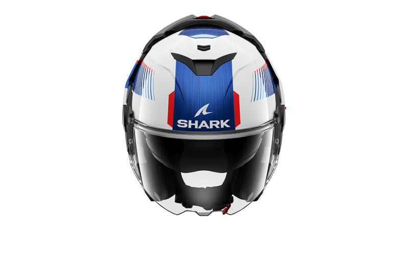 Casca Flip-Back Shark Oxo Sikter albastru / rosu / alb