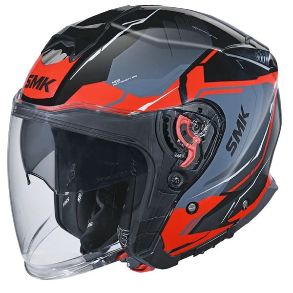 Casca Open-Face SMK GTJ Escape negru / gri / rosu - MotoRR