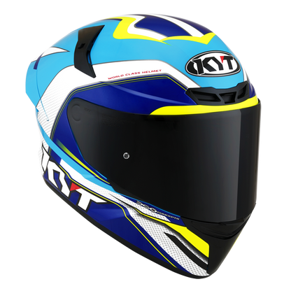 Casca integrala KYT TT-Course Grand Prix alb/albastru - MotoRR