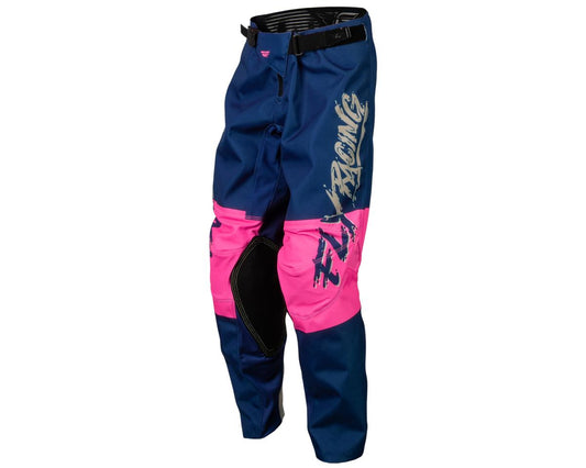 Pantaloni Offroad copii FLY Racing Youth Kinetic Khaos bej / albastru / roz - MotoRR