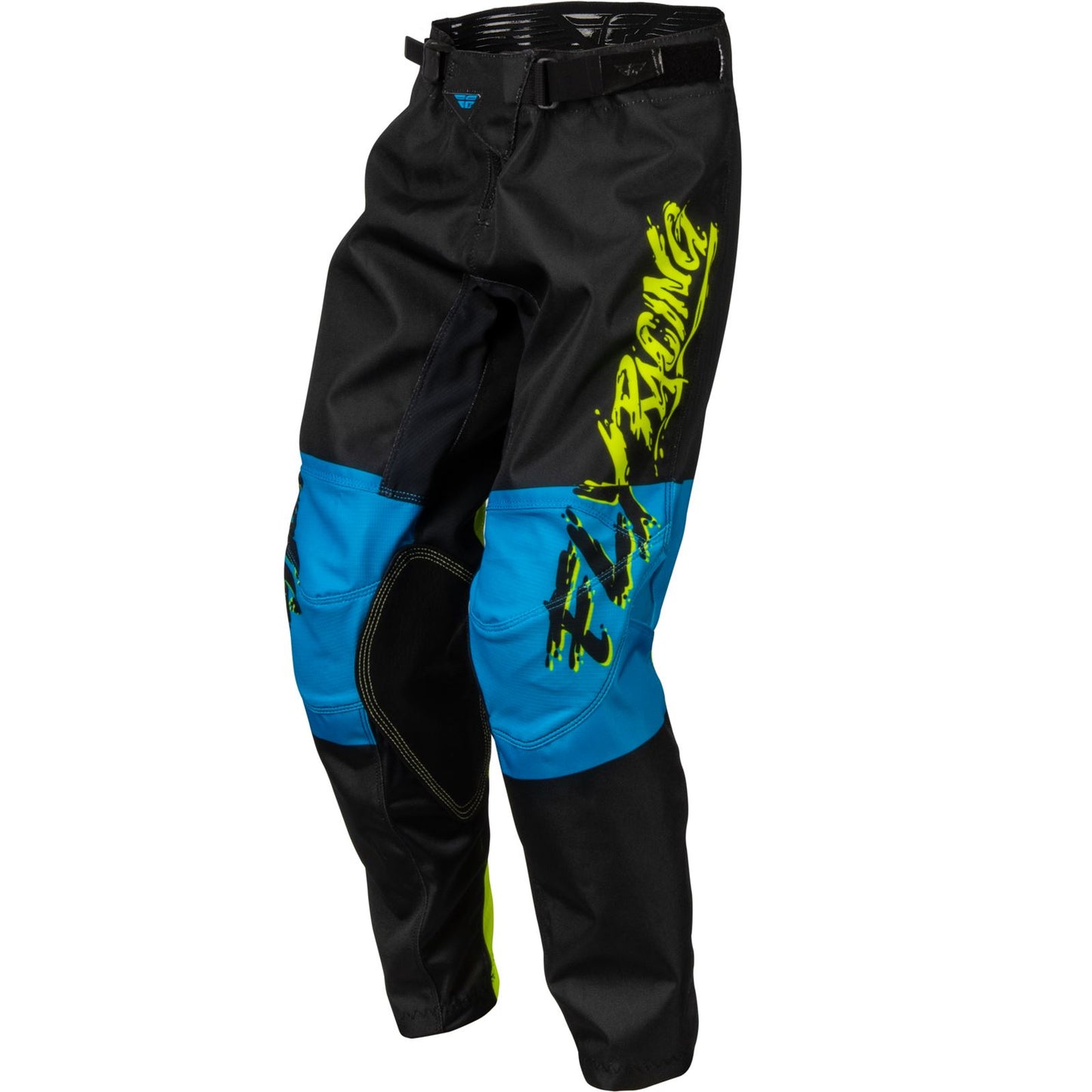 Pantaloni offroad copii FLY Racing Youth Kinetic Chaos negru / albastru / galben - MotoRR