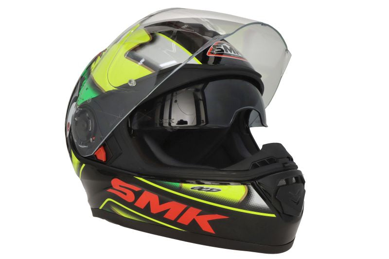 Casca integrala SMK Twister Cartoon GL241 negru / verde / galben Pinlock ready - MotoRR