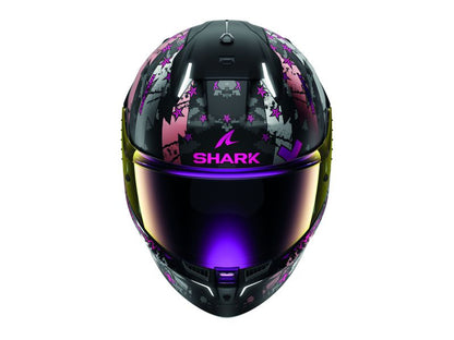 Casca integrala cu LED Shark Skwal i3 Hellcat Mat negru / gri / roz / alb