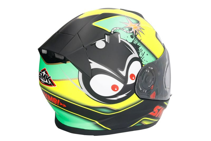 Casca integrala SMK Twister Cartoon MA241 negru / verde / galben Pinlock ready - MotoRR