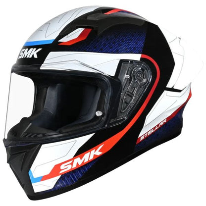 Casca integrala SMK Stellar Sport Flight alb-albastru-rosu - MotoRR