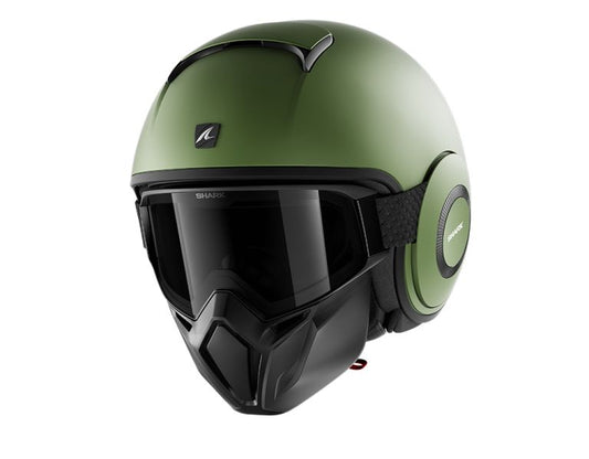 Casca Open-Face Shark Street-Drak Blank verde mat - MotoRR