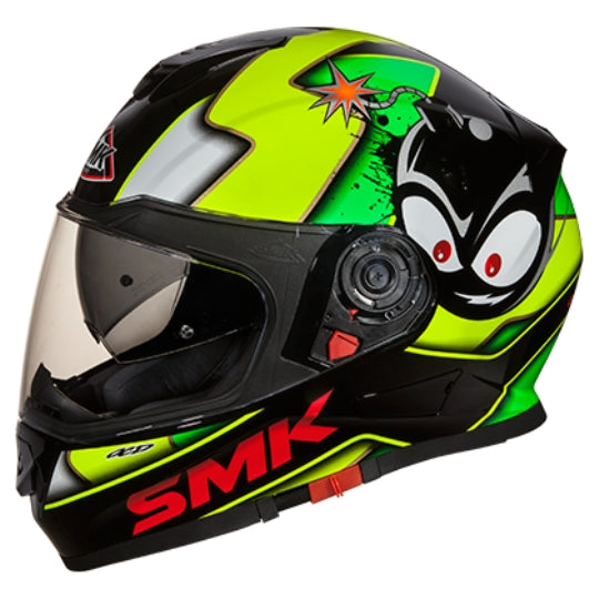 Casca integrala SMK Twister Cartoon GL241 negru / verde / galben Pinlock ready - MotoRR