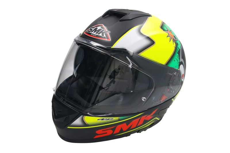 Casca integrala SMK Twister Cartoon MA241 negru / verde / galben Pinlock ready - MotoRR