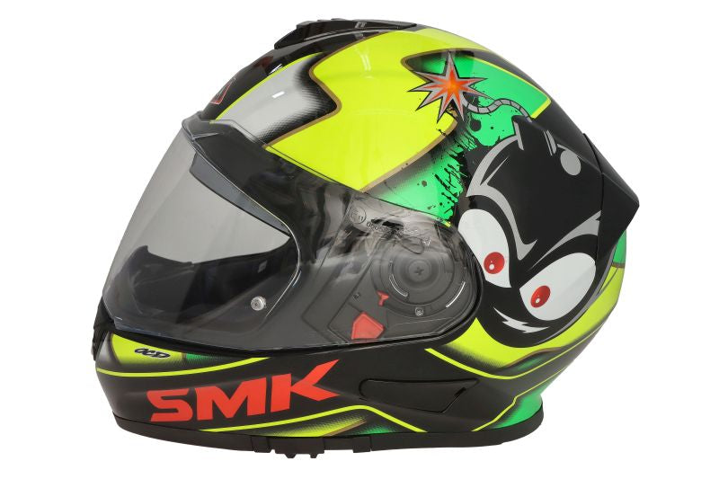 Casca integrala SMK Twister Cartoon GL241 negru / verde / galben Pinlock ready - MotoRR