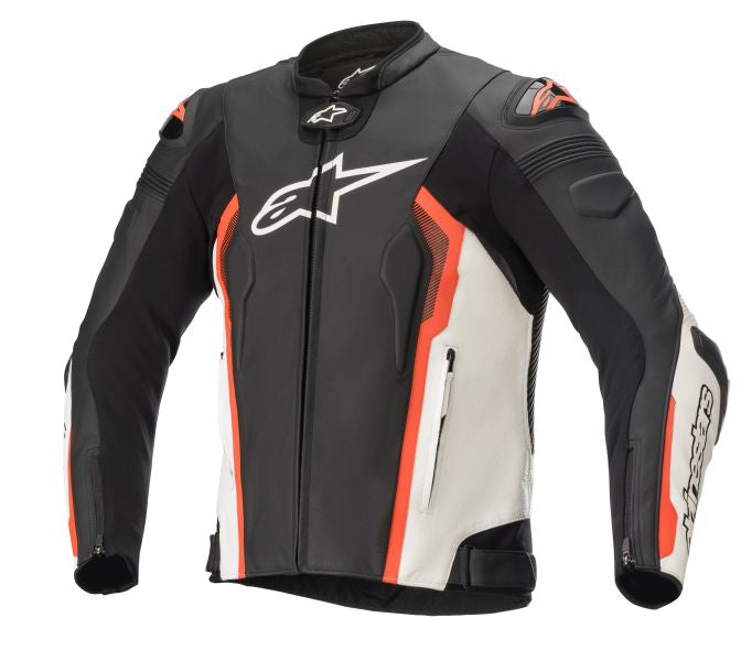 Geaca de piele Alpinestars Missile V2 alb / negru / rosu - MotoRR