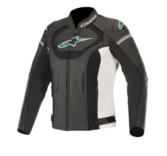 Geaca de piele femei Alpinestars Stella Jaws V3 alb / albastru / negru - MotoRR